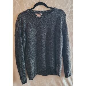 Women's Philosophy Black And White Marled Cotton Blend Knit Sweater Size L